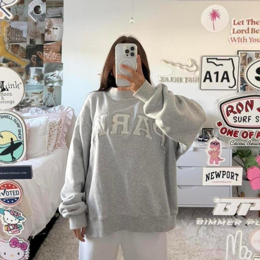 Grey PARKE mock neck sweatshirt